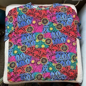 Vintage 80s 100% Silk Bright Colorful Print Sleeve, SZ L